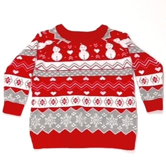 George baby  red, white, and grey knit fair isle sweater US 6-12M - Picture 1 of 5